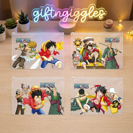 One Piece Anime A4 Zipper Pouch – Transparent Stationery & Document File Organiser