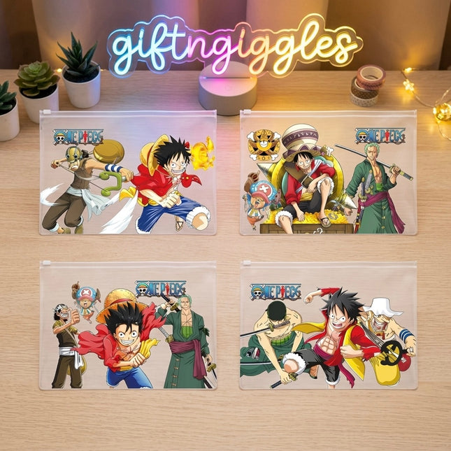 One Piece Anime A4 Zipper Pouch – Transparent Stationery & Document File Organiser