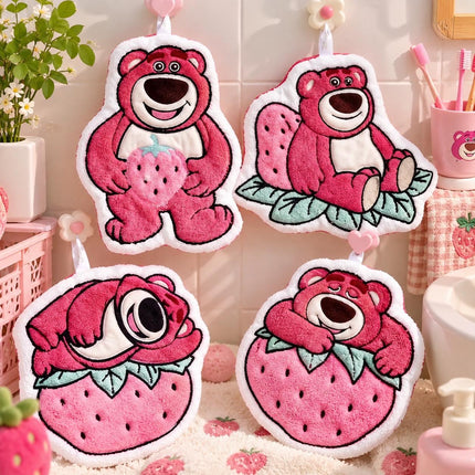 Lotso Bear Hand Towel – Cute Pink Strawberry Bear Soft Absorbent  Towel