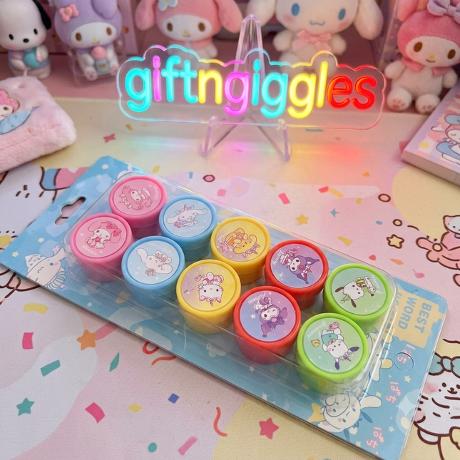 Cute Sanrio  Seal Stamp Set – Vibrant Self-Inking Stamps for DIY Crafts & Stationery