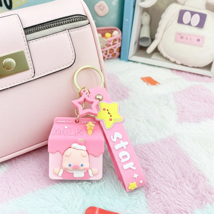 Pink Milk Carton Pig Keychain | Charm