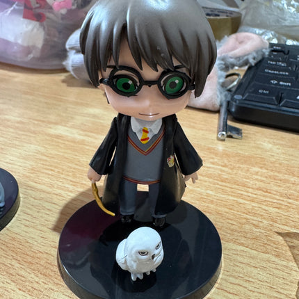 Harry Potter, Ron Weasley & Hermione Granger Mini Figure Set (3-Piece) – 10cm Chibi Action Figures with Pets & Base Stands