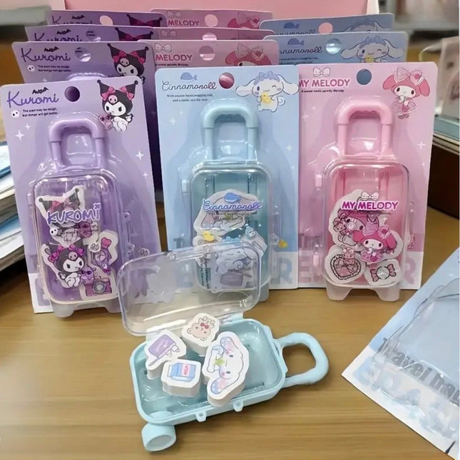Kawaii My Melody Trolley Eraser Set – Adorable Pink Stationery Essential