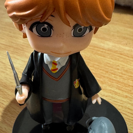 Harry Potter, Ron Weasley & Hermione Granger Mini Figure Set (3-Piece) – 10cm Chibi Action Figures with Pets & Base Stands