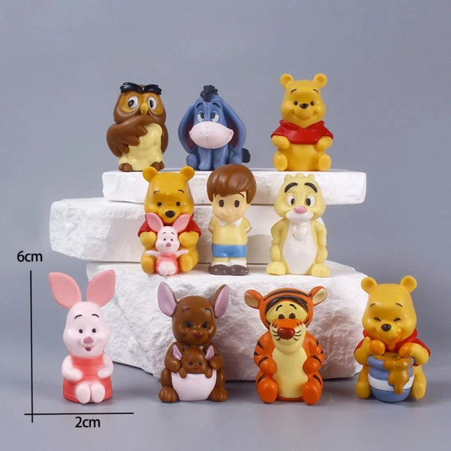 Adorable Winnie the Pooh Mini Collectible Figurine Set (10-Piece Desk Decor)