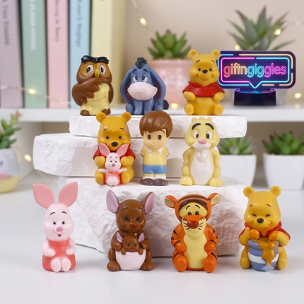 Adorable Winnie the Pooh Mini Collectible Figurine Set (10-Piece Desk Decor)