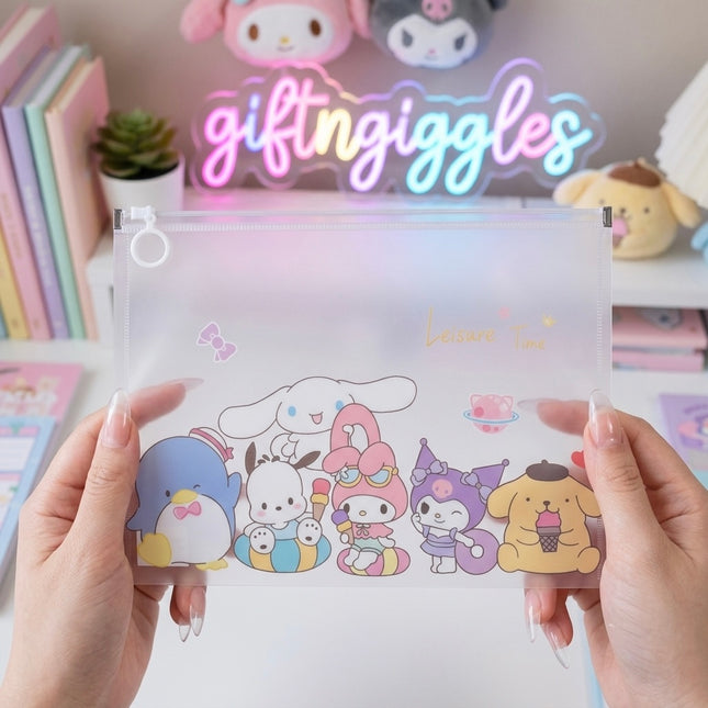 Sanrio Character Multi-Pocket Transparent A4 Document Folder & Stationery Organiser