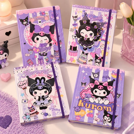 Close view of four Kuromi character diary notebook cover designs