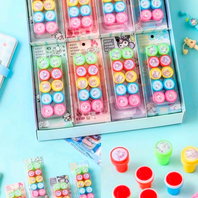 Cute Sanrio  Seal Stamp Set – Vibrant Self-Inking Stamps for DIY Crafts & Stationery