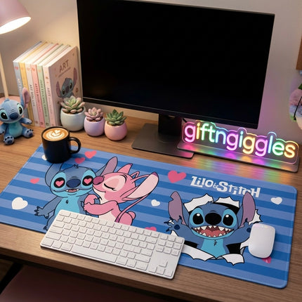 Stitch & Angel Large Desk Mat with Anti-Slip Rubber