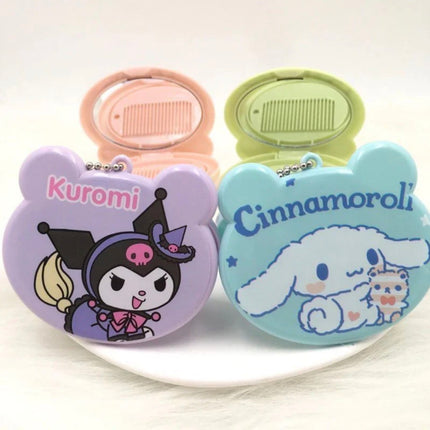 Kawaii Portable Mirror & Comb Set – Cute Travel Makeup Accessory for Girls