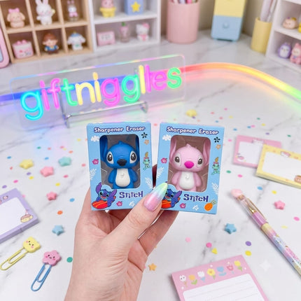 Cute Disney Stitch 2-in-1 Pencil Sharpener & Eraser Set