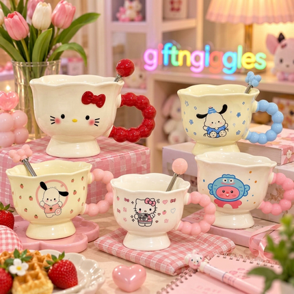 Sanrio Character Mug | Cute Bow Handle Footed Mug
