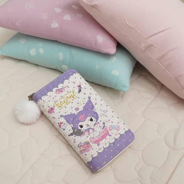 Cute Kuromi Wallet with Pom Pom Charm