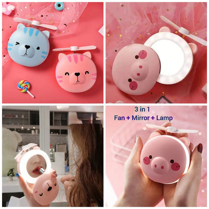 Mini Fan with LED nd Mirror
