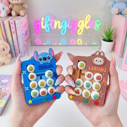 Assorted colourful handheld sliding number puzzle fidget toys
