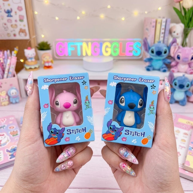 Cute Disney Stitch 2-in-1 Pencil Sharpener & Eraser Set