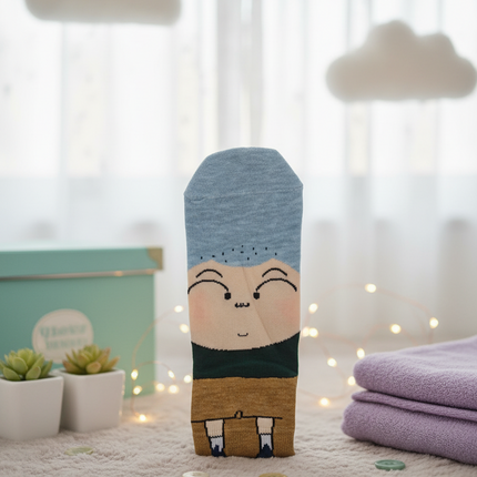 Crayon Shinchan Anime Crew Socks - Action Kamen Design - Soft Cotton - Unisex Adult One Size