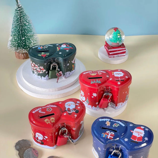 Christmas Dual Heart Piggy Bank