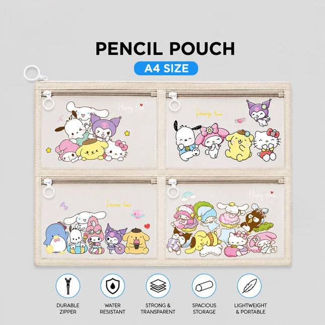 Sanrio Character Multi-Pocket Transparent A4 Document Folder & Stationery Organiser