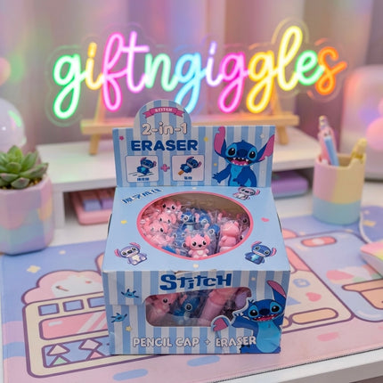 Cute Stitch 2-in-1 Pencil Cap Eraser  for School & Office Stationery