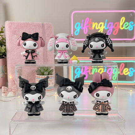 Kuromi & My Melody Mini Anime Figures – Aesthetic Collectible Desk Toys, Kawaii Room Decor Set & Gift