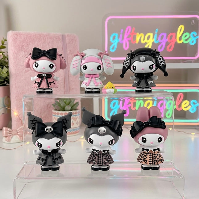 Kuromi & My Melody Mini Anime Figures – Aesthetic Collectible Desk Toys, Kawaii Room Decor Set & Gift