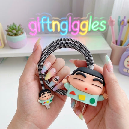 Cute Shinchan Character 3D Cable Protector & Charger Plug Cover set