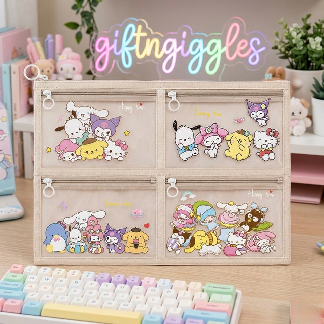 Sanrio Character Multi-Pocket Transparent A4 Document Folder & Stationery Organiser