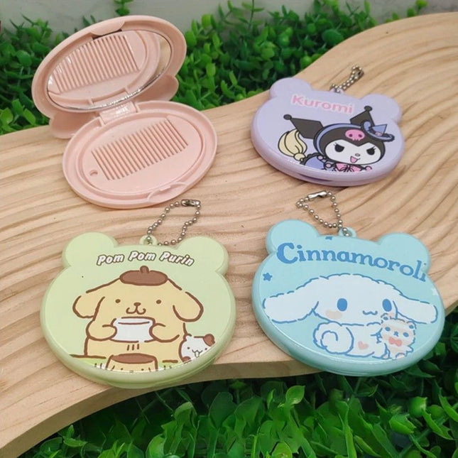 Kawaii Portable Mirror & Comb Set – Cute Travel Makeup Accessory for Girls