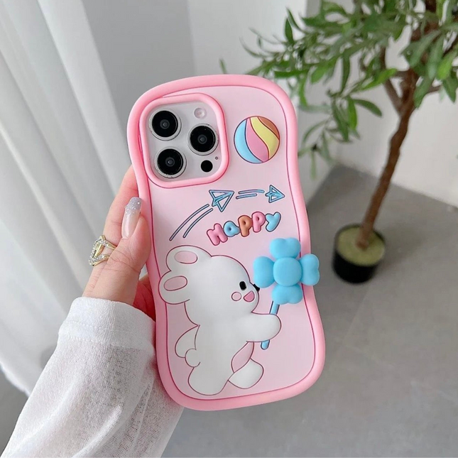 Happy Rabbit with Spin Windmill Silicone Case