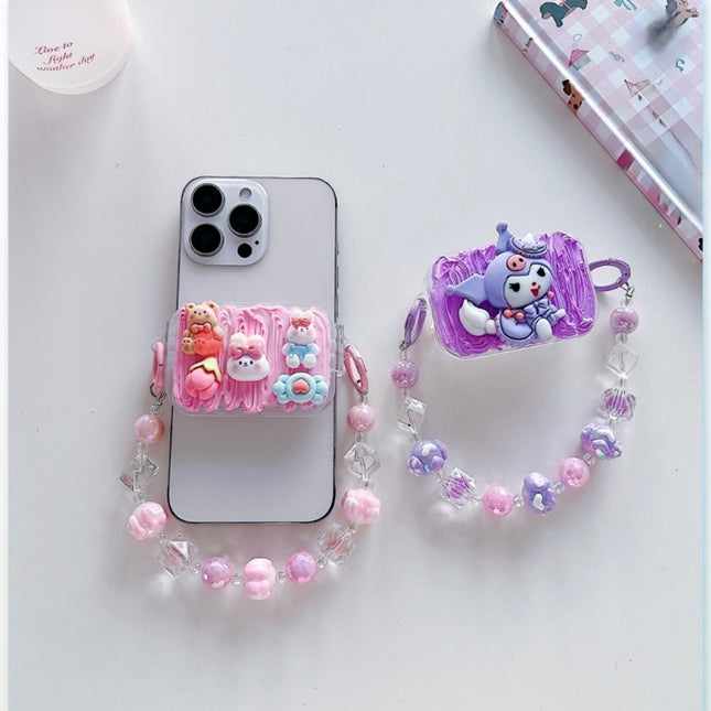 Kawaii Flip Mirror Universal Stand with Crystal Bracelet