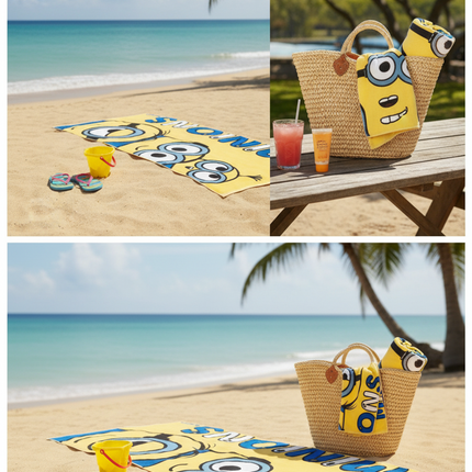 Soft & Absorbent Minion Faces Beach Towel