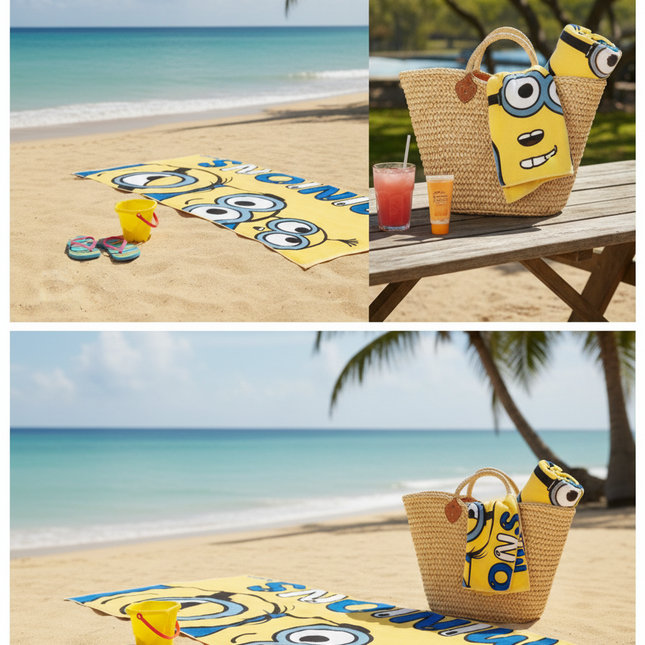 Soft & Absorbent Minion Faces Beach Towel