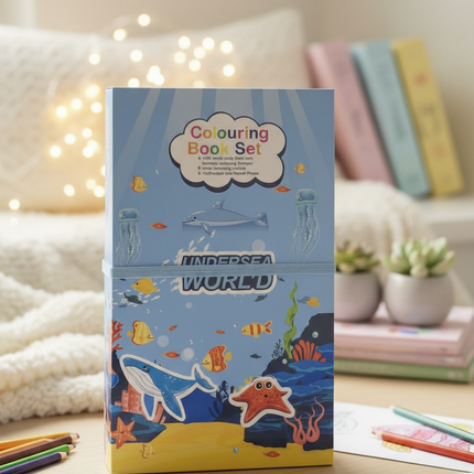 Undersea World  Colouring Book Cum Scratch Book Set