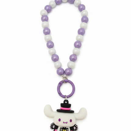 Cinnamoroll phone charm with Beaded Strap – Sanrio Kawaii Charm Bag Accessory (Purple & White)