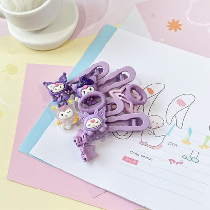 Kawaii Purple Hair Clip Set | Kuromi & Sanrio-Inspired Hair Accessories