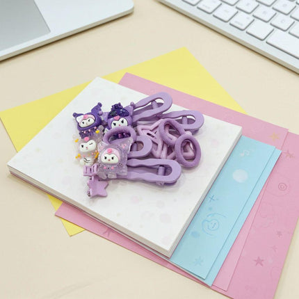 Kawaii Purple Hair Clip Set | Kuromi & Sanrio-Inspired Hair Accessories