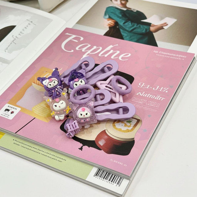 Kawaii Purple Hair Clip Set | Kuromi & Sanrio-Inspired Hair Accessories