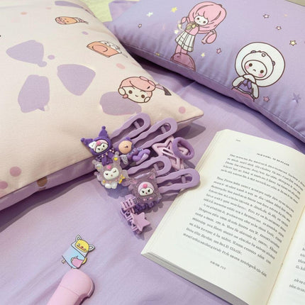Kawaii Purple Hair Clip Set | Kuromi & Sanrio-Inspired Hair Accessories