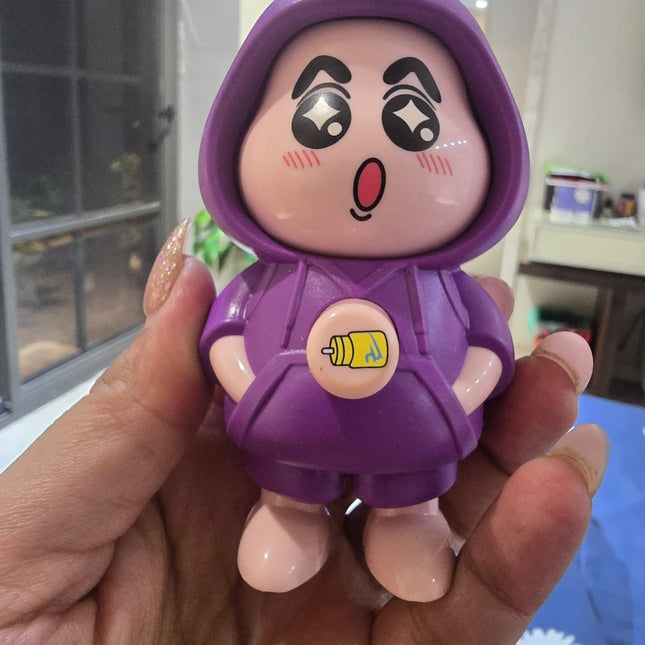 Face Changing Shinchan Cartoon Figurine – Cute Purple Hoodie Toy Collectible for Kids & Fans 🎁