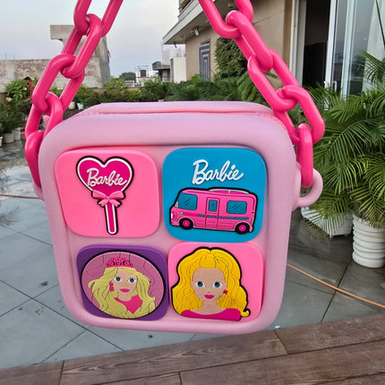 Barbie Pink Handbag – Cute Cartoon Shoulder Bag with Chain Handle for Kids & Girls 💕✨
