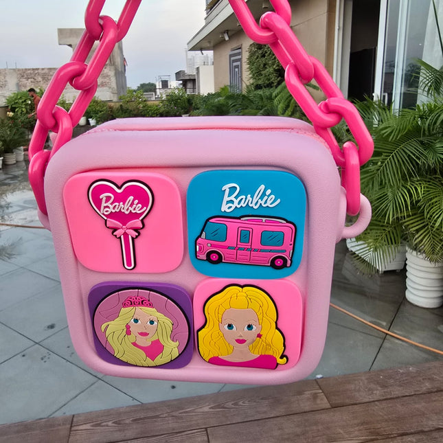 Barbie Pink Handbag – Cute Cartoon Shoulder Bag with Chain Handle for Kids & Girls 💕✨