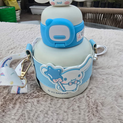 Cinnamoroll Water Bottle with Strap – Sanrio Kawaii Blue Drink Bottle with Cover & Handle