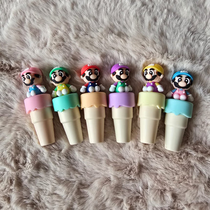 Mario Ice Cream Cone Highlighters – Set of 6 Cute Cartoon Stationery Markers