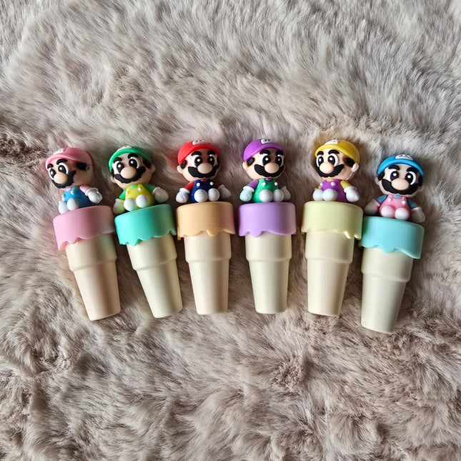 Mario Ice Cream Cone Highlighters – Set of 6 Cute Cartoon Stationery Markers