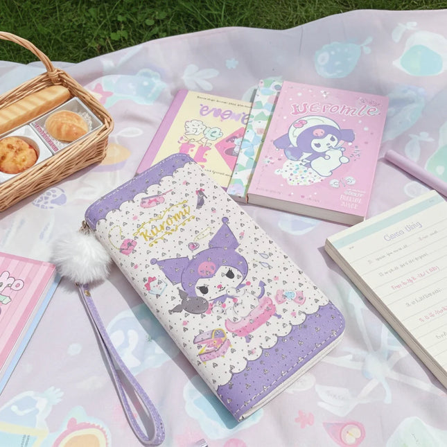 Cute Kuromi Wallet with Pom Pom Charm