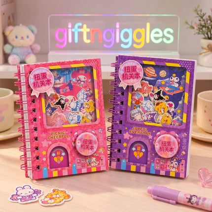 Pink and purple Sanrio character spiral diary notebooks displayed side by side