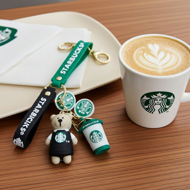 Starbucks Teddy Keychain
