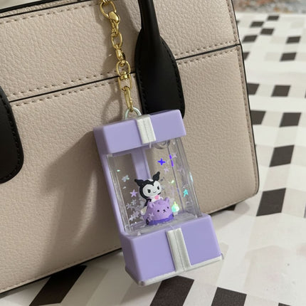 Kawaii Gift Box Glitter Light  Keychain